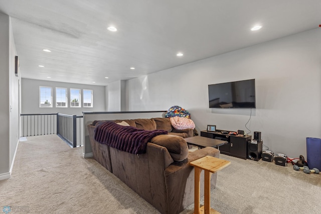 living room with light carpet