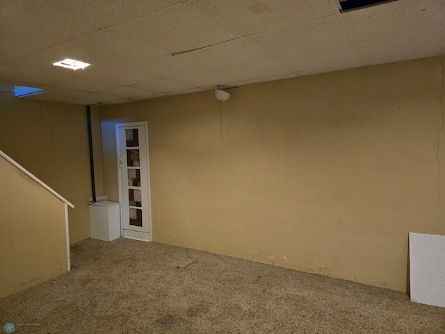 basement with carpet flooring