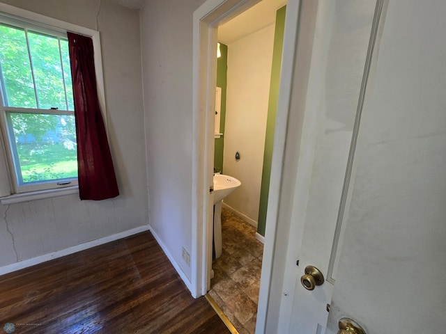 bathroom featuring hardwood / wood-style flooring