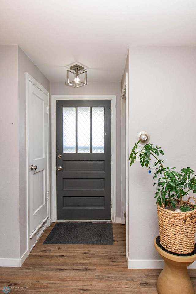 doorway to outside featuring hardwood / wood-style flooring