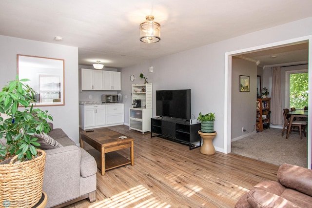 living room with light hardwood / wood-style floors