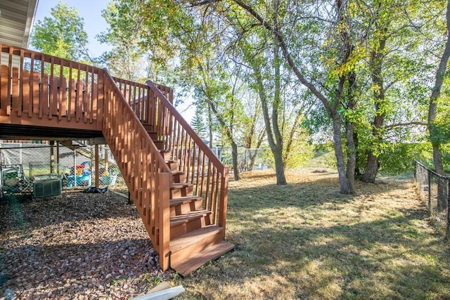 view of yard with a wooden deck