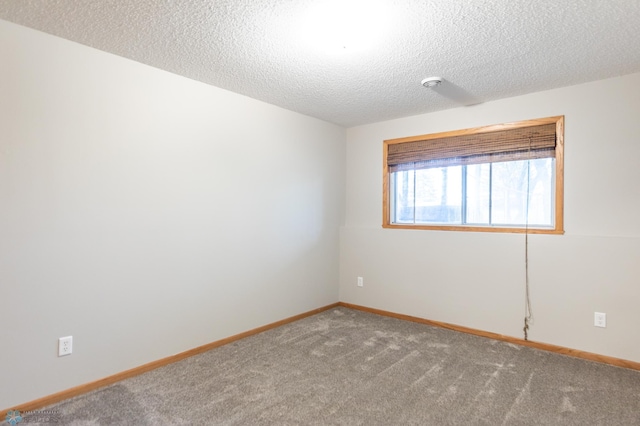 empty room with carpet and a textured ceiling