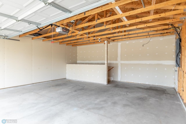 garage with a garage door opener