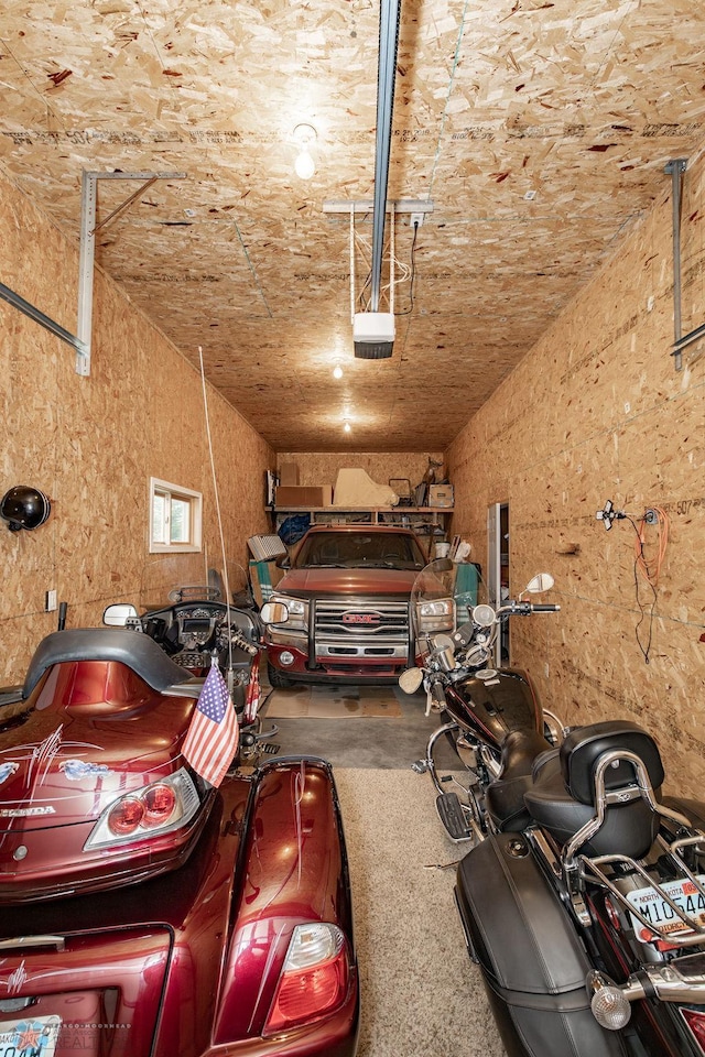 garage with a garage door opener