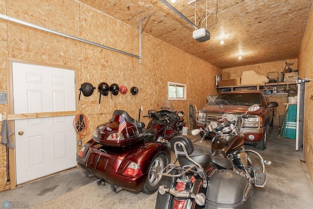 garage with a garage door opener