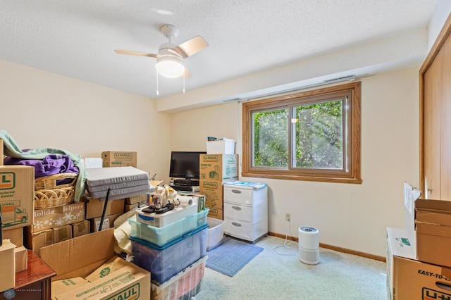 interior space featuring ceiling fan