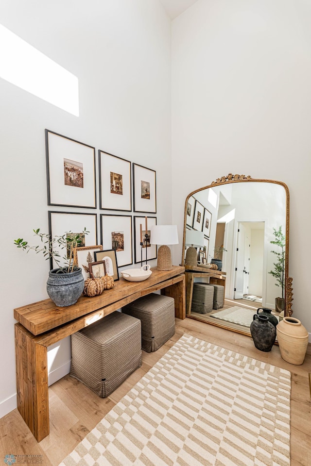 living area featuring light hardwood / wood-style flooring