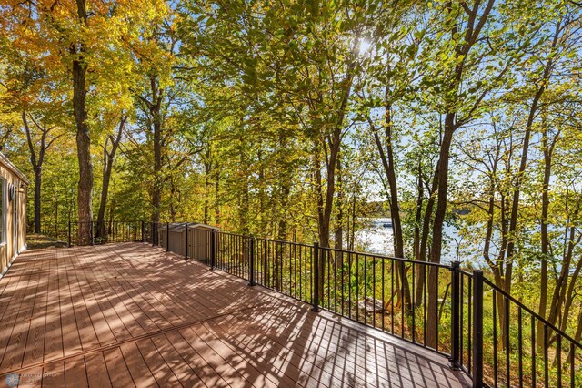 deck with a water view