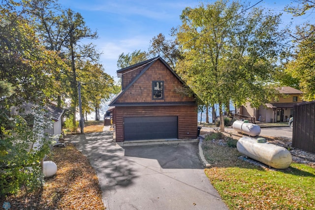 log cabin with a garage