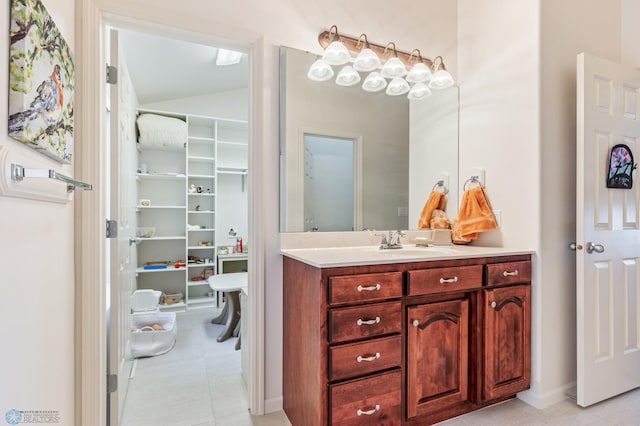 bathroom featuring vanity and tile patterned floors