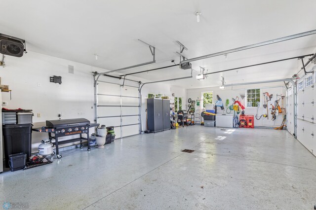 garage with a garage door opener