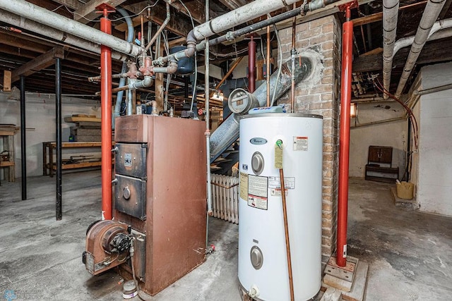 utility room with electric water heater