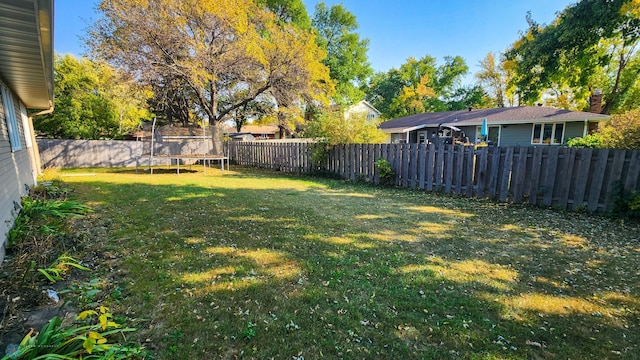 view of yard with a trampoline