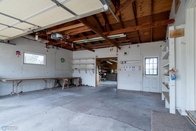 garage with a garage door opener