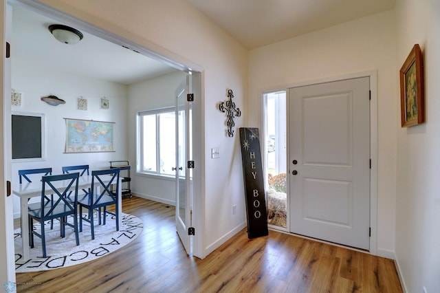 foyer with light hardwood / wood-style floors