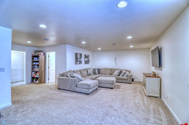 living room with light carpet