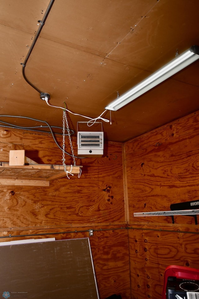 interior details featuring wood walls