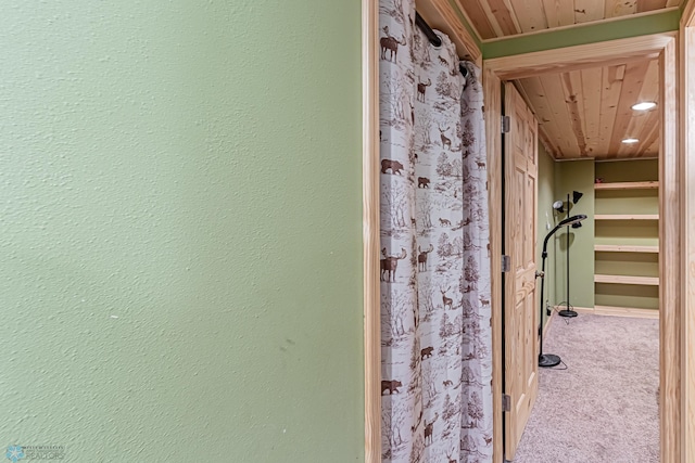 bathroom featuring wooden ceiling