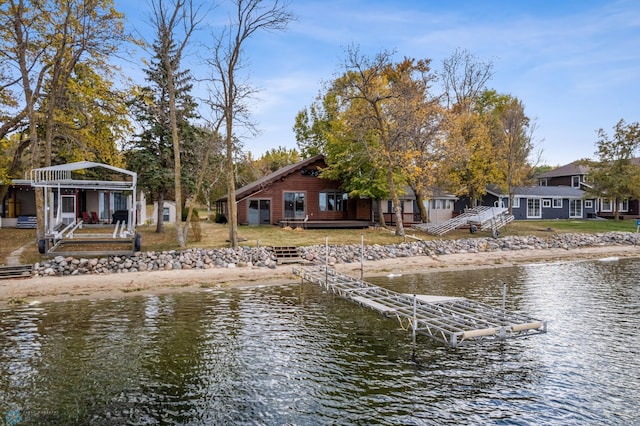 view of water feature featuring a dock