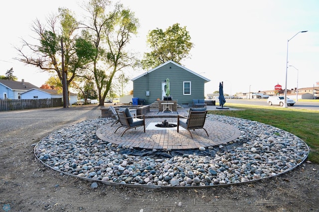 exterior space featuring a fire pit