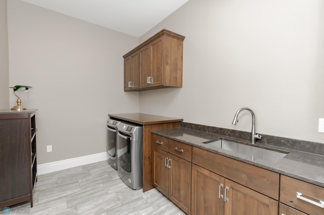 kitchen with sink and dark stone counters