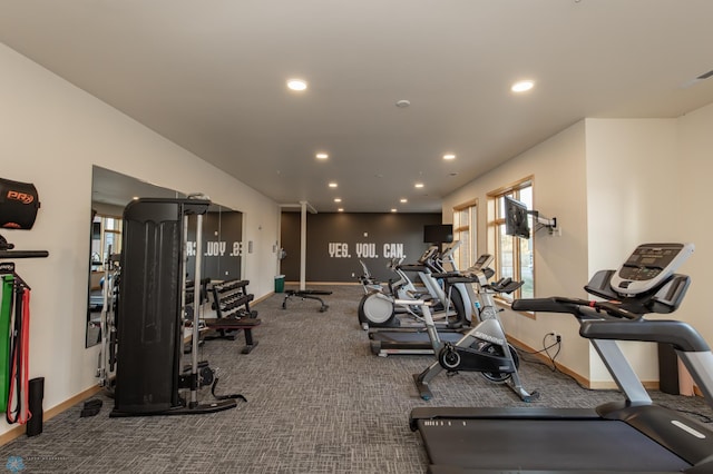 exercise room with carpet