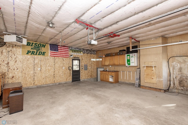 garage with a garage door opener