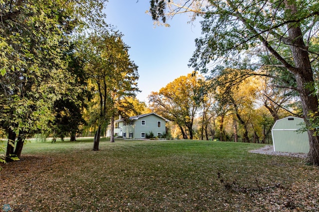 view of yard with an outbuilding