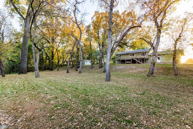 view of yard featuring a deck