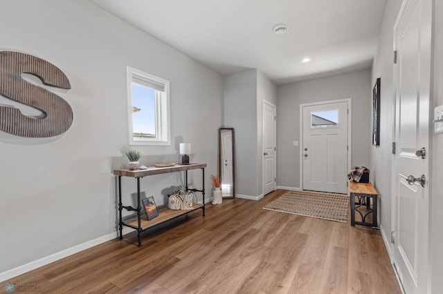 entrance foyer featuring light wood-type flooring