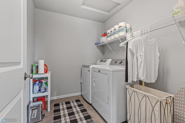 laundry room with washer and dryer