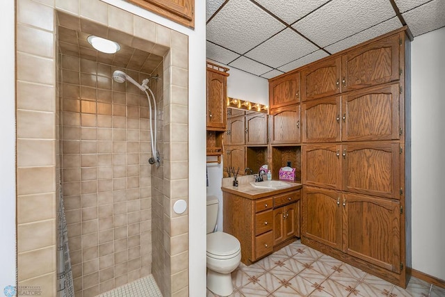 bathroom with toilet, a shower with curtain, and vanity