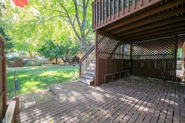 deck featuring a lawn