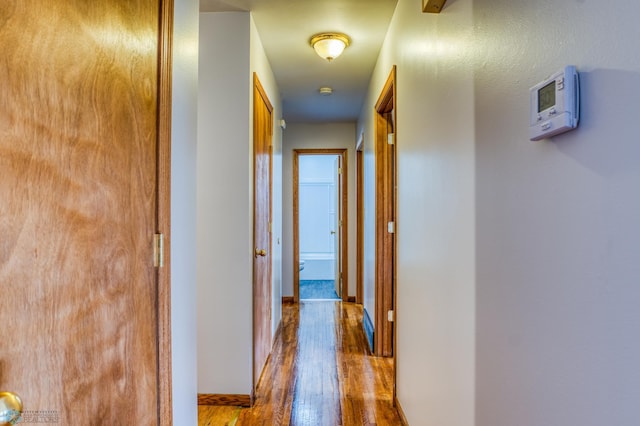 hall with hardwood / wood-style flooring