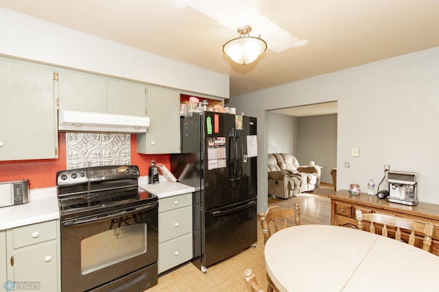 kitchen with black appliances