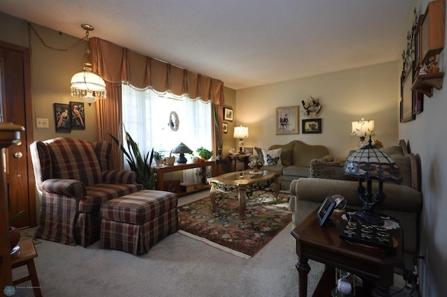 living room featuring carpet floors