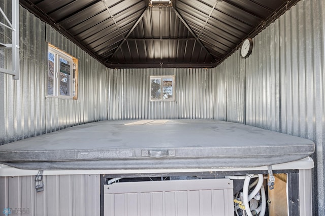 interior space featuring a hot tub