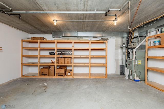 basement with heating unit