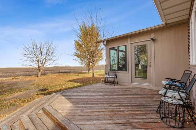 deck with a rural view