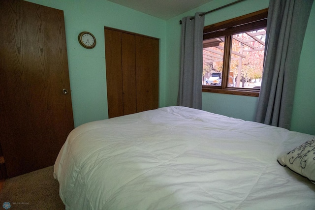 carpeted bedroom featuring a closet