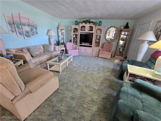 living room with carpet floors