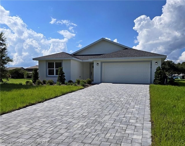 single story home featuring a garage