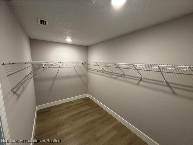 walk in closet featuring dark hardwood / wood-style floors