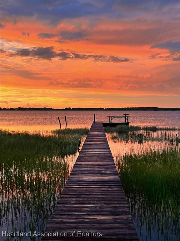 view of dock featuring a water view