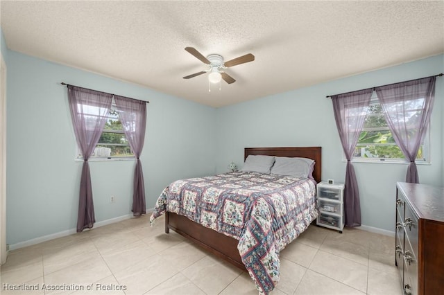 1536 Meadowbrook St, Lake Placid, FL 33852 - bedroom featuring a textured ceiling, ceiling fan, baseboards, and light tile patterned flooring