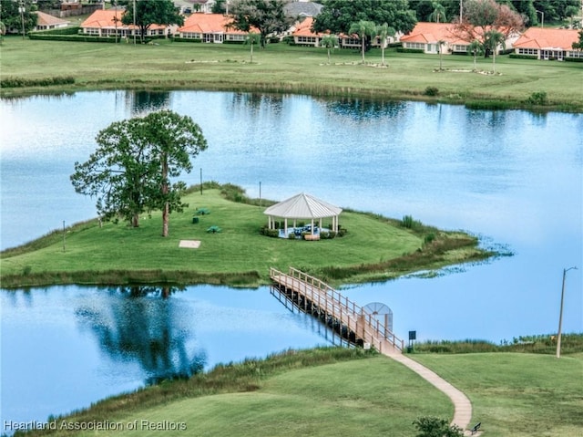 view of water feature featuring a gazebo