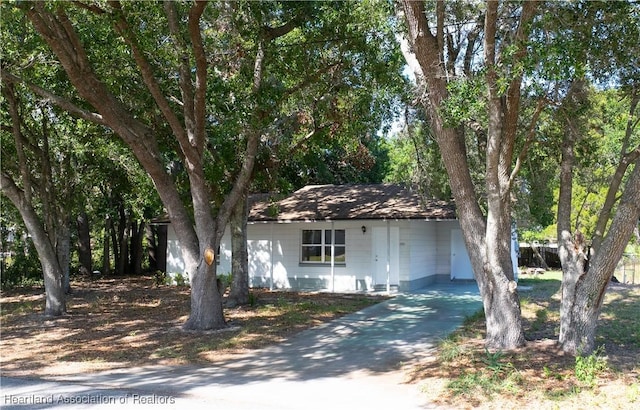 view of front facade with driveway and an attached carport