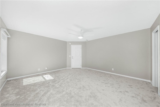 unfurnished bedroom with carpet flooring and ceiling fan