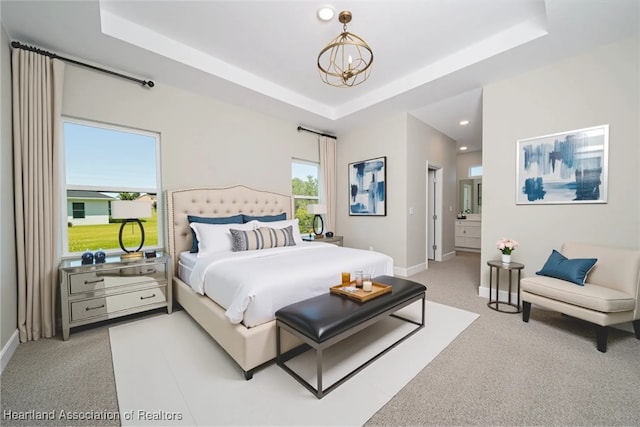 4737 Myrtle Dr, Sebring, FL 33872 - bedroom with a tray ceiling, recessed lighting, and light colored carpet